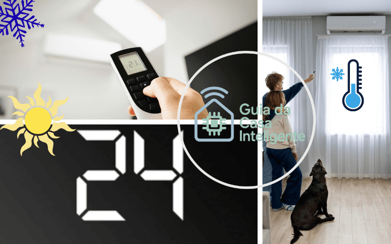 Casa inteligente sustentável. Um termostato inteligente se adapta à sua rotina, garantindo conforto e economia de energia.