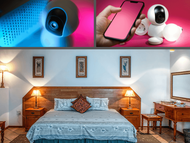 Câmera inteligente monitorando quarto smart home